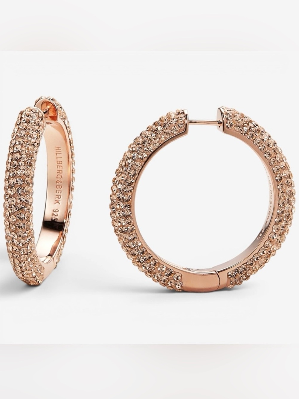 Hillberg & Berk large sparkle hoop earrings
Rose gold
925